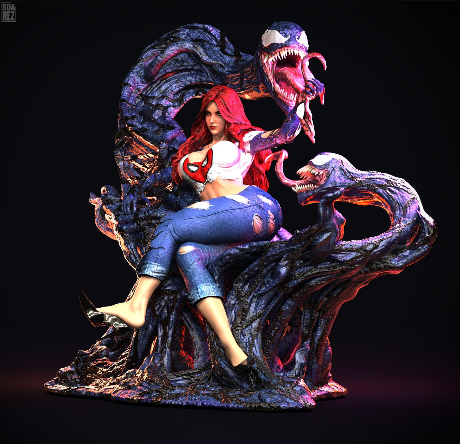 Marvel - Mary Jane Venomized (on Throne) | 1:4 Resin Statue | by XionArt