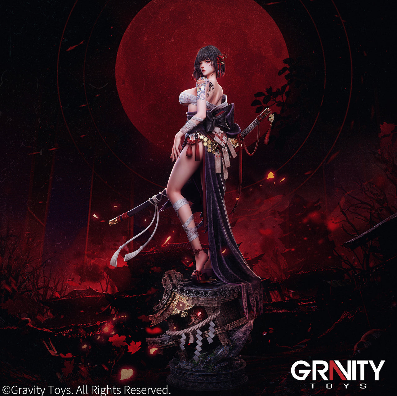 Traditional Japanese - Oiran Higanbana | 1:4 Resin Statue | by Gravity Toys Studio