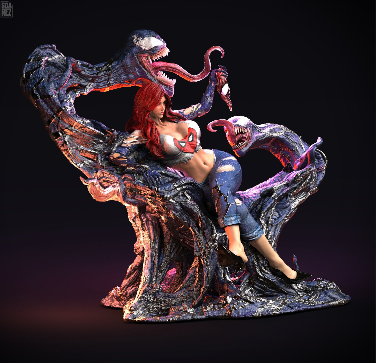 Marvel - Mary Jane Venomized (on Throne) | 1:4 Resin Statue | by XionArt