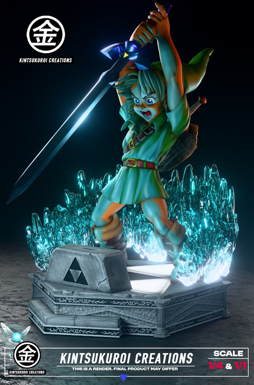 The Legend of Zelda - Young LINK Pulling Master Sword | 1:1/1:4 Resin Statue | by Kintsukuroi Creations