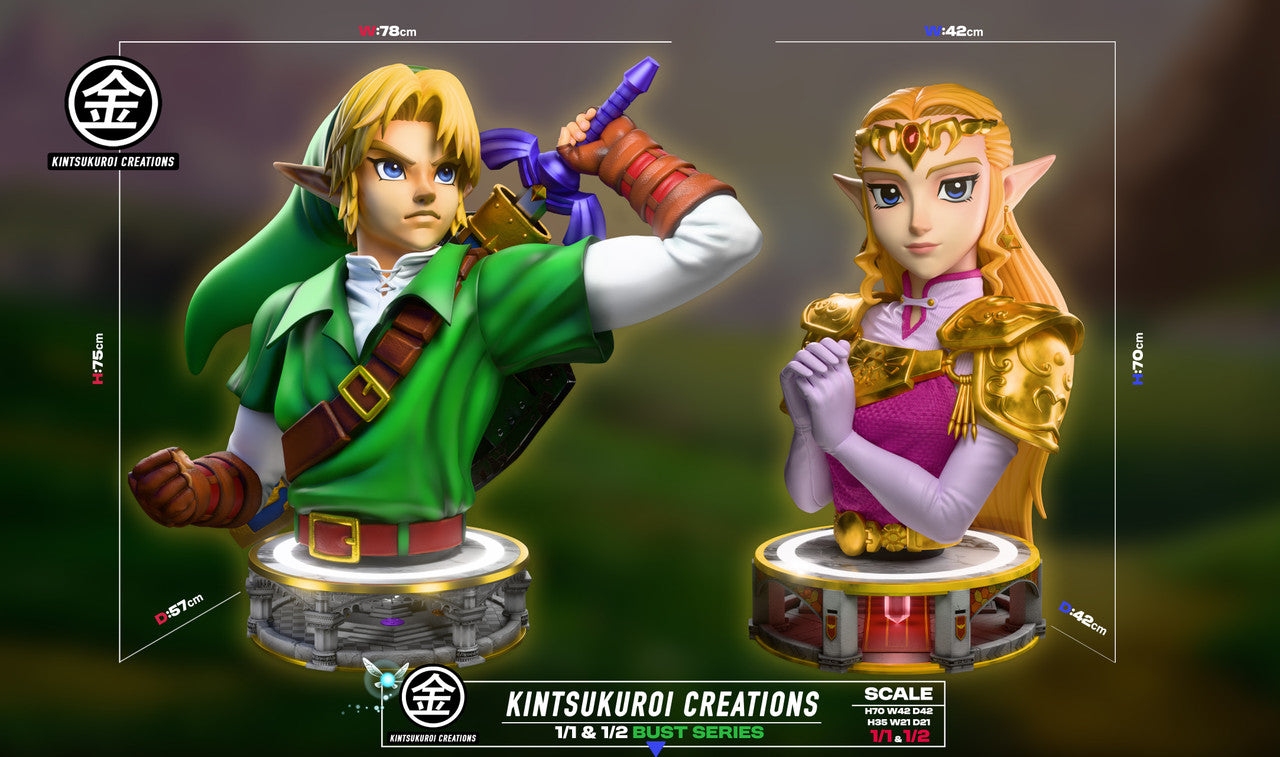 The Legend of Zelda - Adult Zelda bust | 1:2/1:1 Resin Statue | by Kintsukuroi Creations