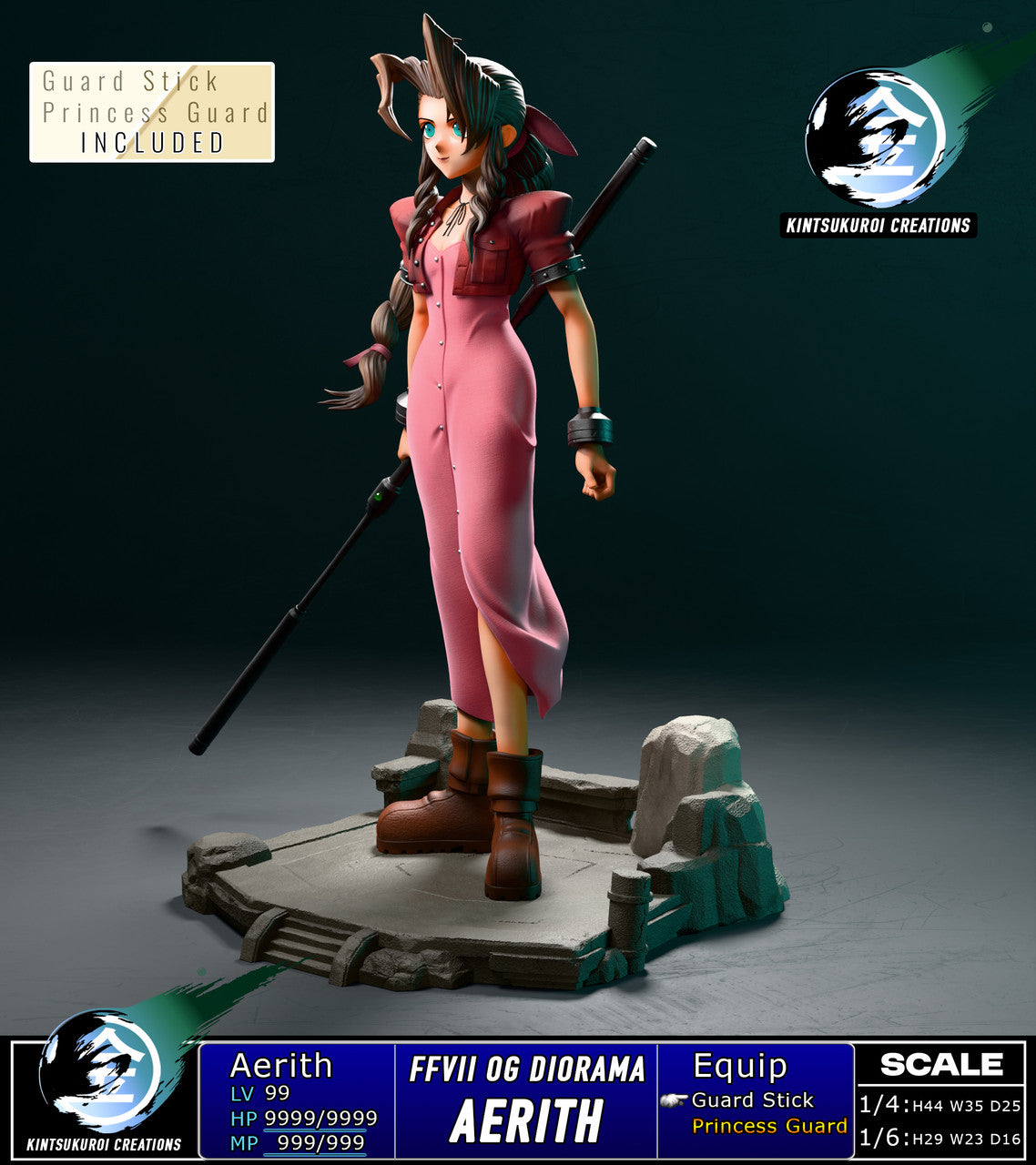 Final Fantasy - FFVII Aerith Og | 1:6/1:4 Resin Statue | by Kintsukuroi Creations