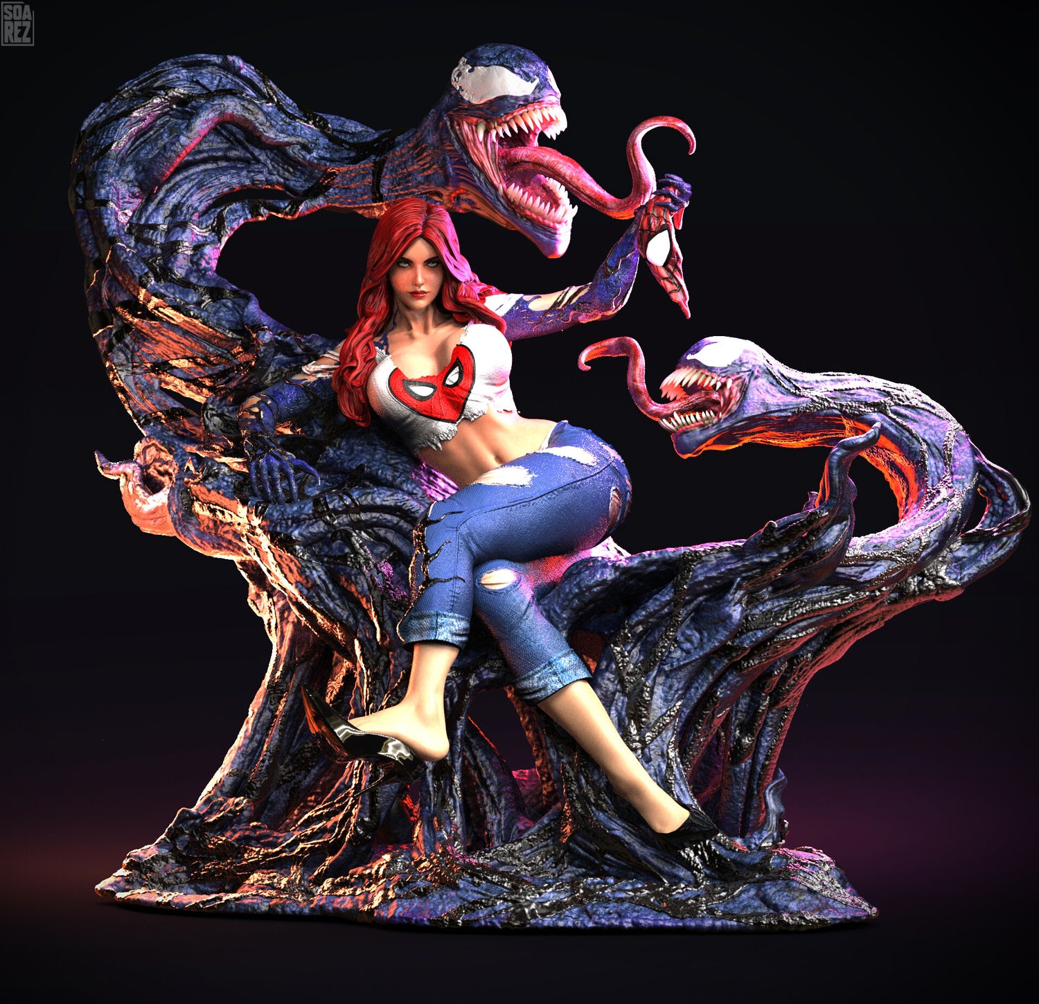 Marvel - Mary Jane Venomized (on Throne) | 1:4 Resin Statue | by XionArt