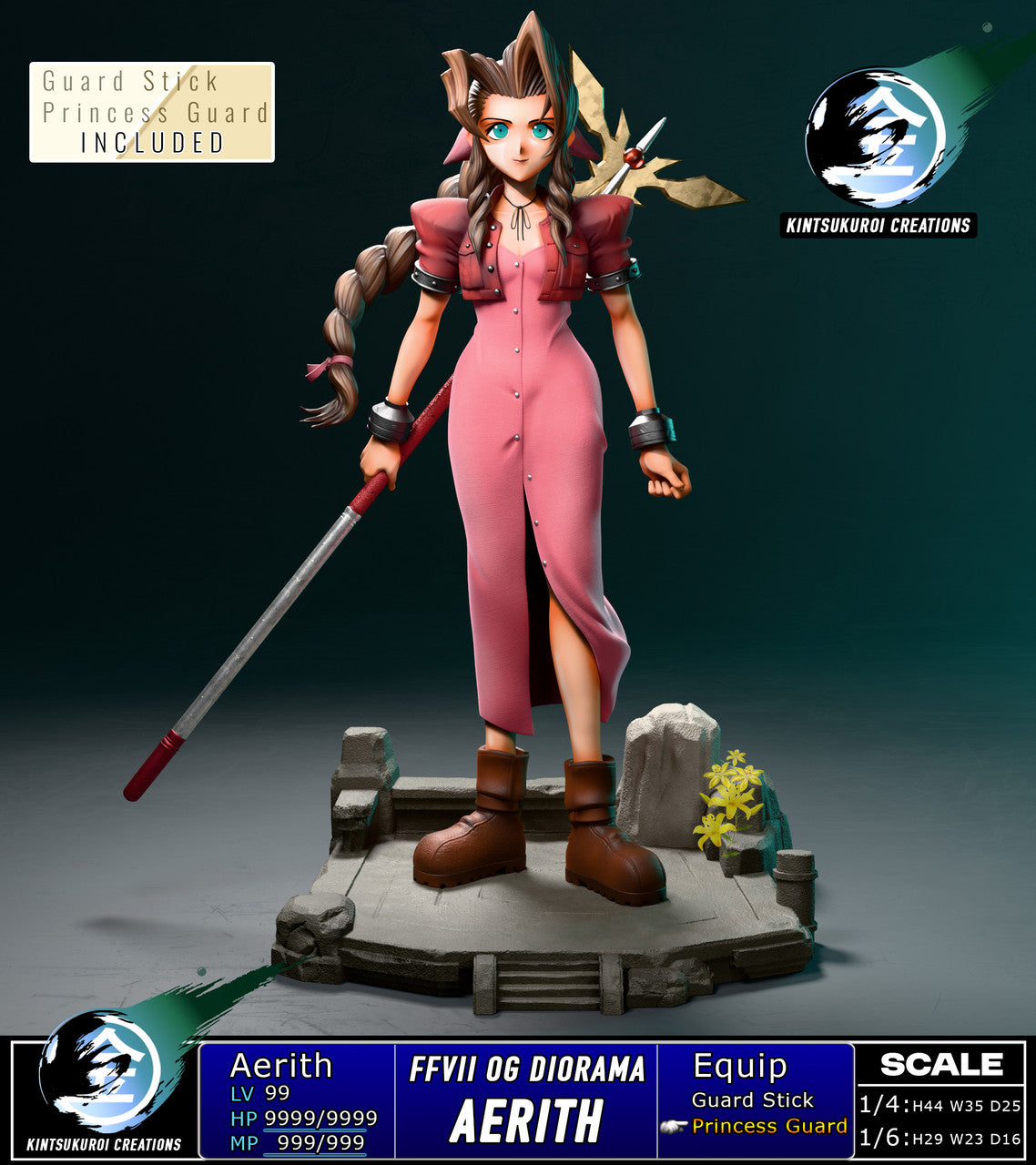 Final Fantasy - FFVII Aerith Og | 1:6/1:4 Resin Statue | by Kintsukuroi Creations
