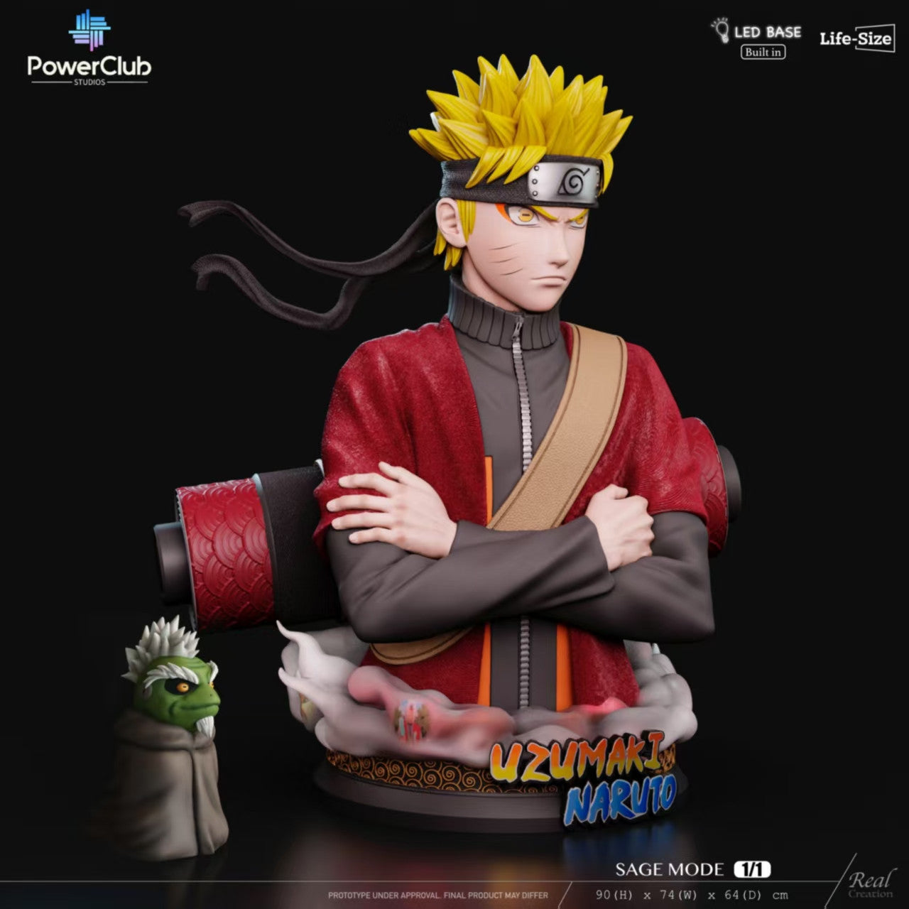 Naruto - Naruto Sage Mode Bust with LED | 1:1 Resin Statue | by PowerClub Studios x RCS