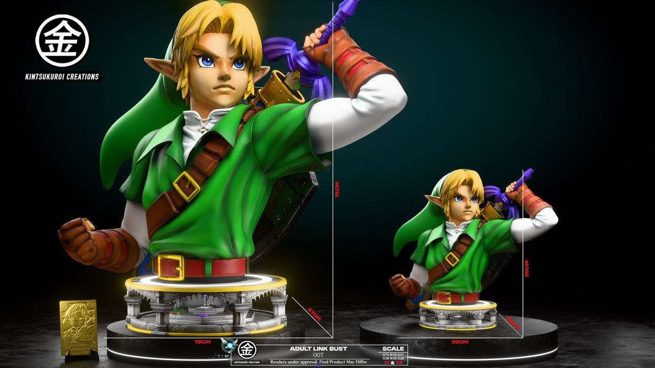 Legend of Zelda - Link Bust | 1:1/1:2 Resin Statue | by Kintsukuroi Creations Studio