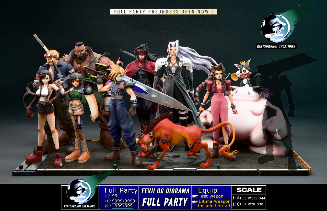 Final Fantasy - FF7 OG full party DIORAMA | 1:6/1:4 Resin Statue | by Kintsukuroi Creations