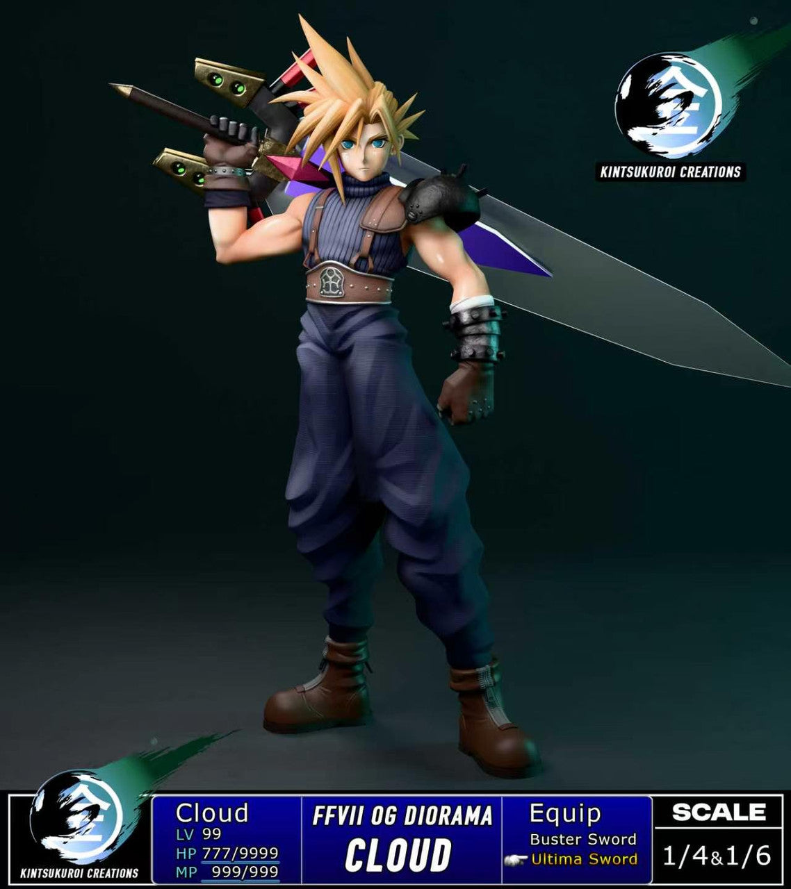 Final Fantasy - FF7 OG full party DIORAMA | 1:6/1:4 Resin Statue | by Kintsukuroi Creations
