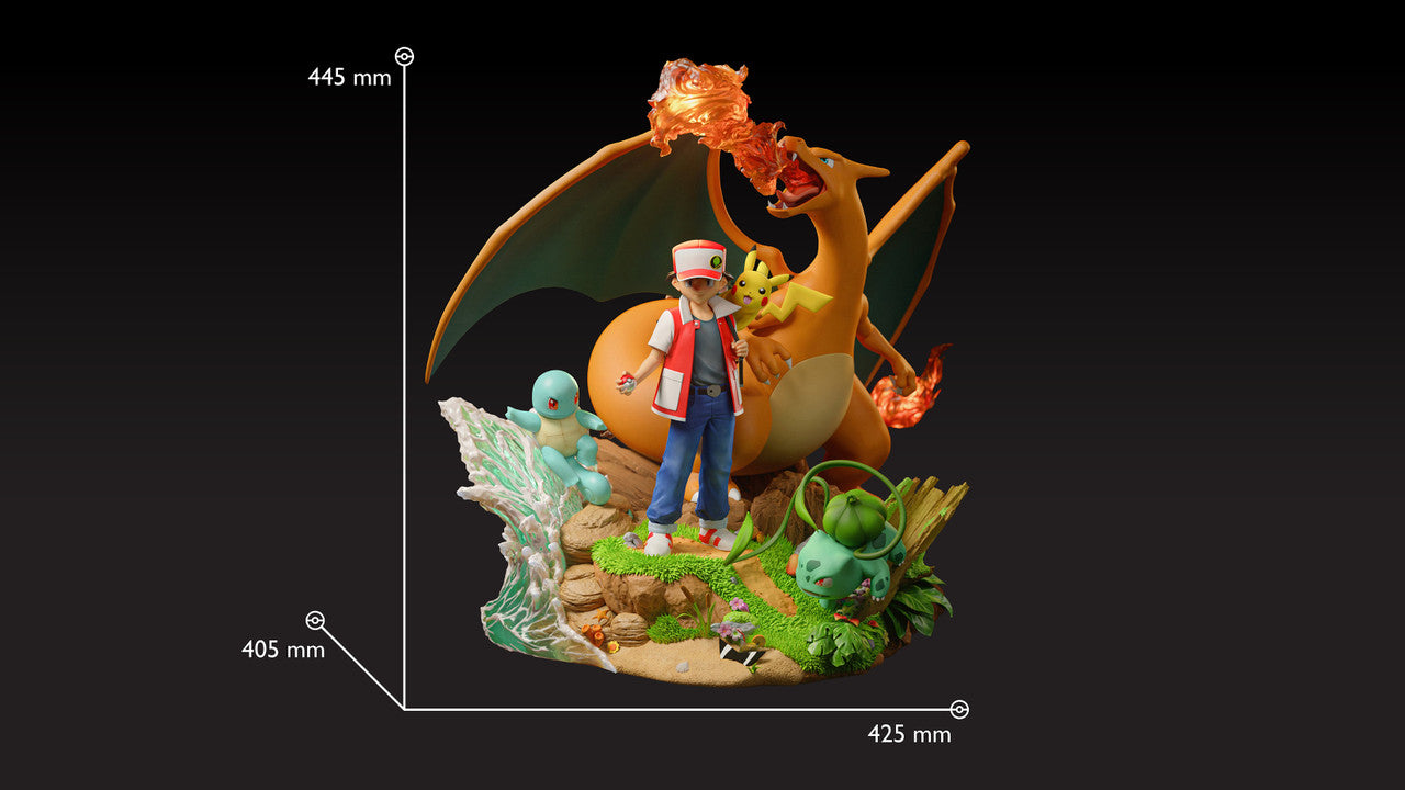 Pokemon - Ash Diorama & Red Diorama | Resin Statue | by Black Swan Collectibles