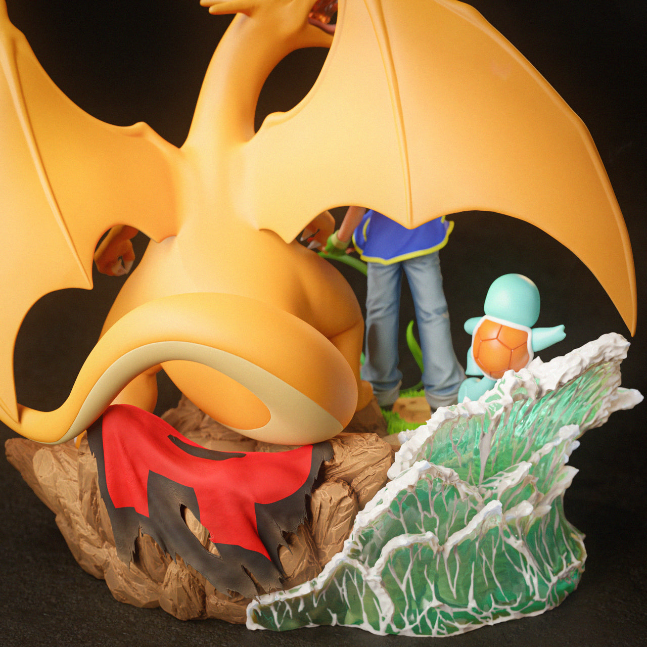 Pokemon - Ash Diorama & Red Diorama | Resin Statue | by Black Swan Collectibles
