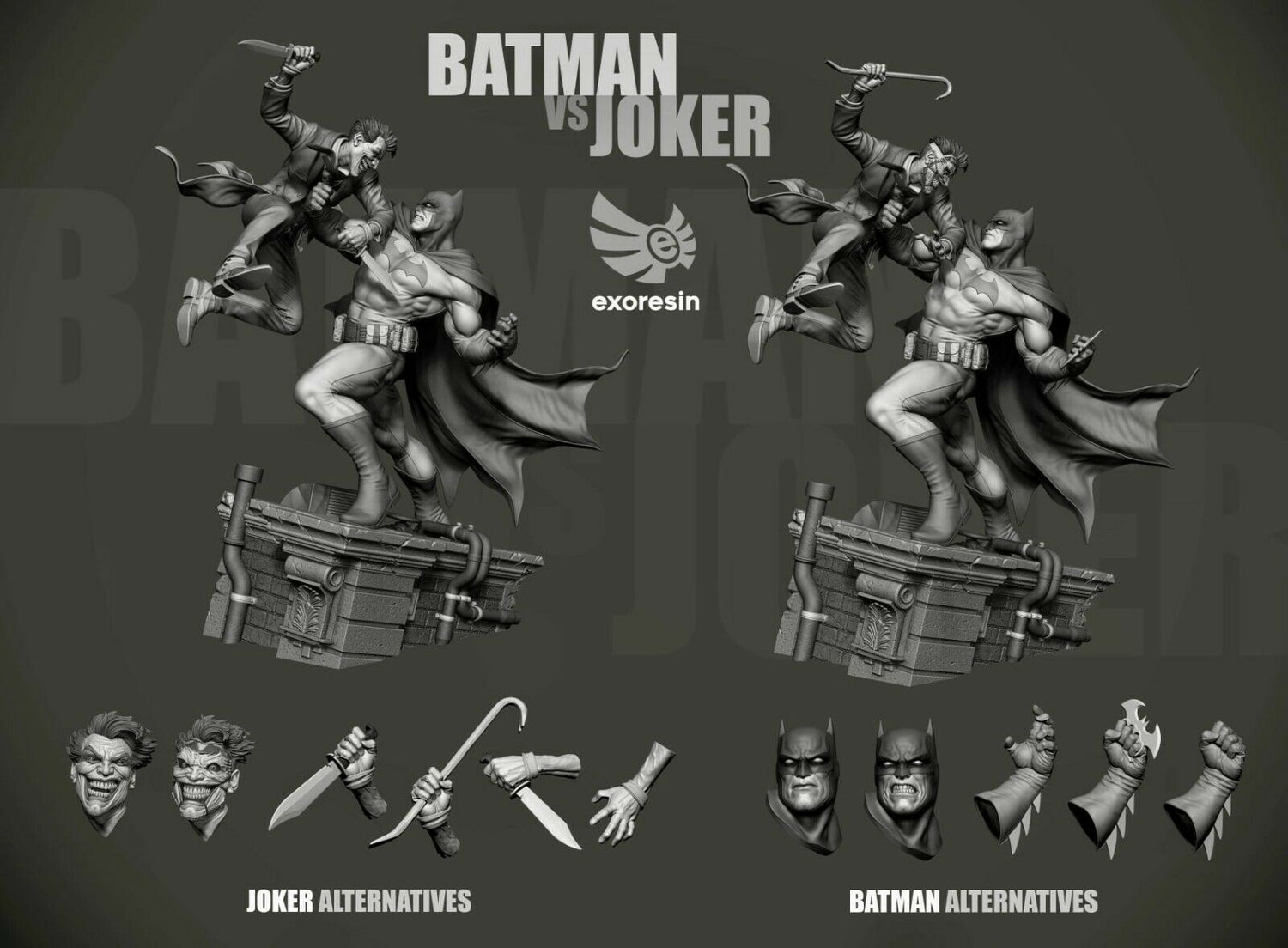 DC Comics - Joker vs Batman Diorama | 1:4 Resin Statue | by Obsidian Resinworks