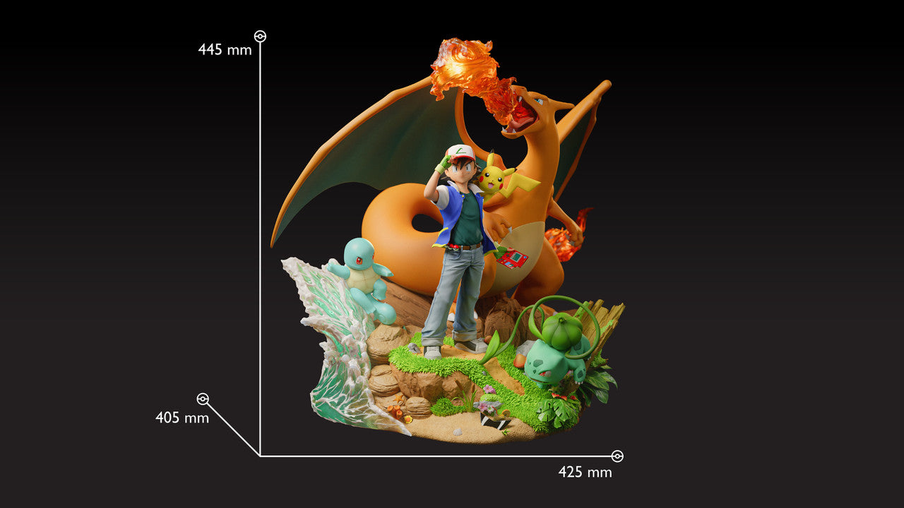 Pokemon - Ash Diorama & Red Diorama | Resin Statue | by Black Swan Collectibles
