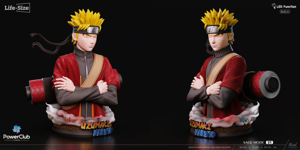 Naruto - Naruto Sage Mode Bust with LED | 1:1 Resin Statue | by PowerClub Studios x RCS