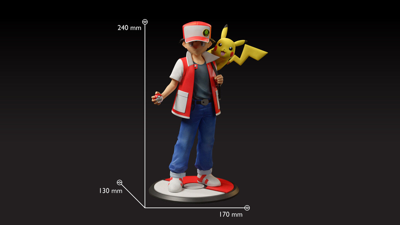 Pokemon - Ash Diorama & Red Diorama | Resin Statue | by Black Swan Collectibles