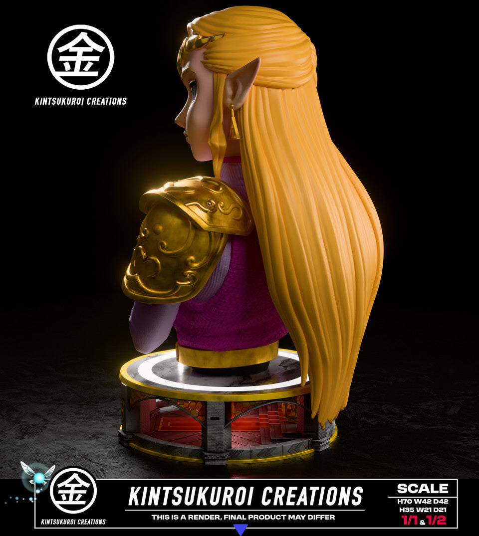 The Legend of Zelda - Adult Zelda bust | 1:2/1:1 Resin Statue | by Kintsukuroi Creations
