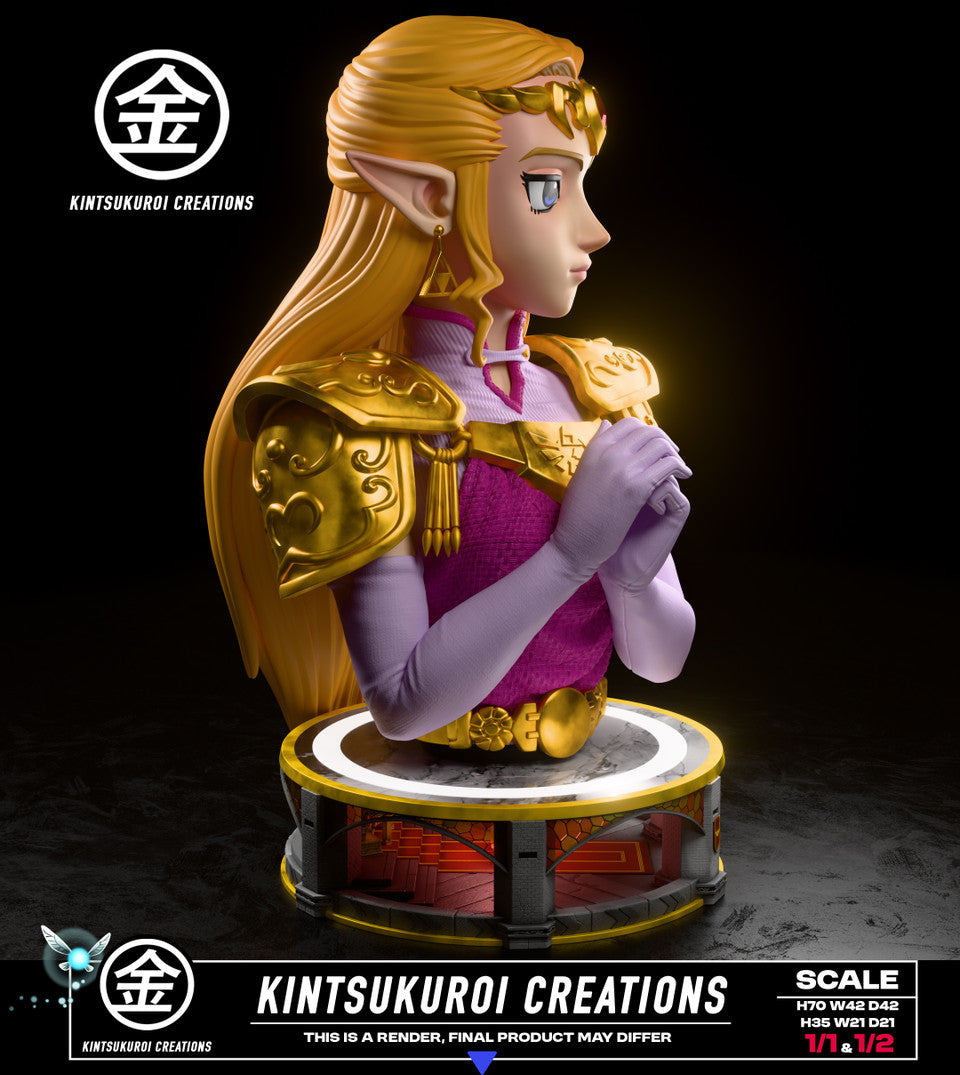 The Legend of Zelda - Adult Zelda bust | 1:2/1:1 Resin Statue | by Kintsukuroi Creations