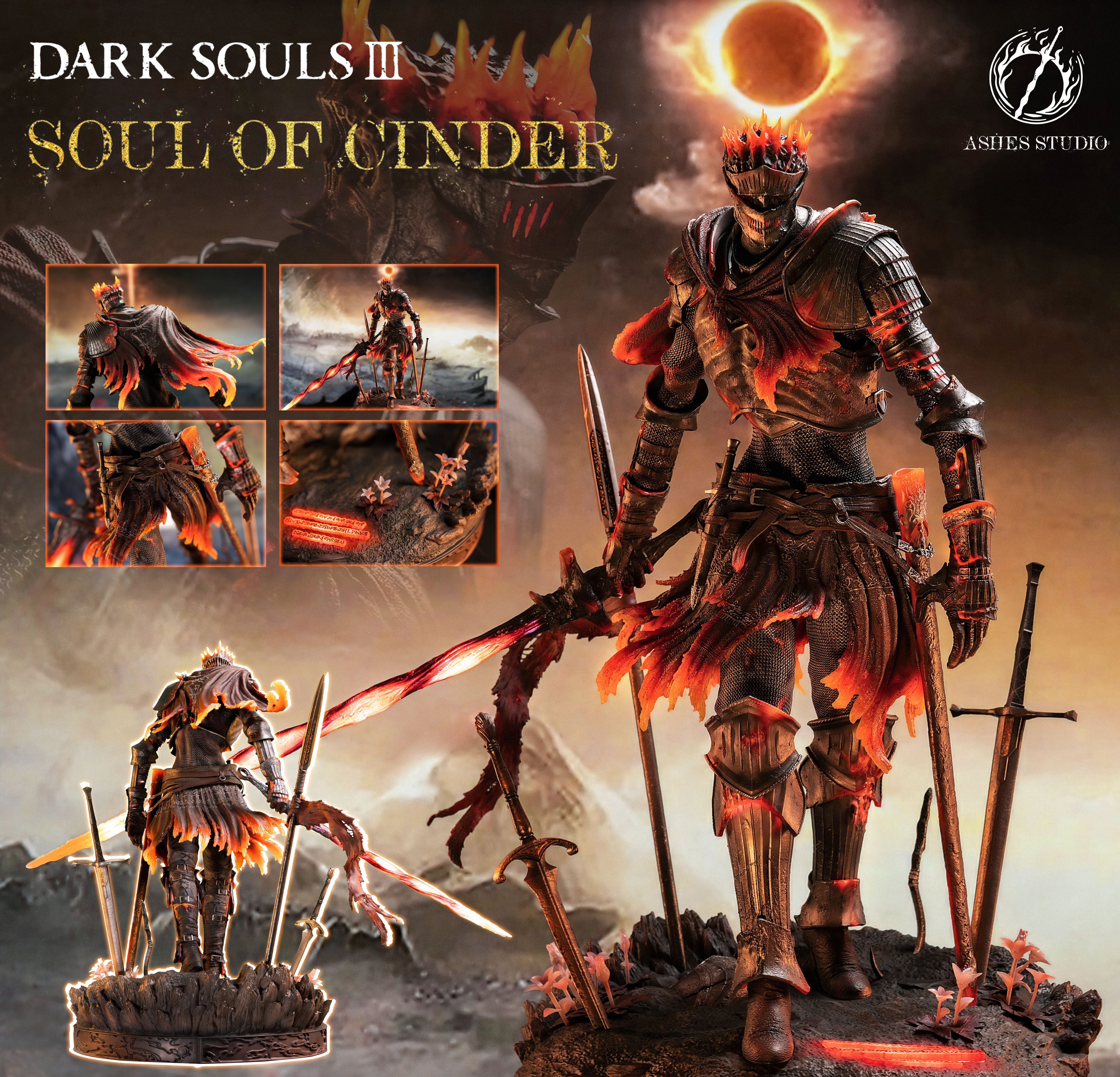 Dark Souls 3 Soul of Cinder 1 4 Resin Statue von Ashes Studio HandsomeCake Goodies