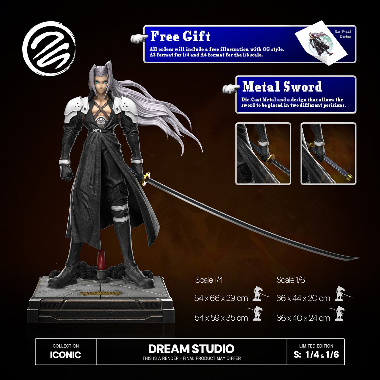 Final Fantasy - OG Sephiroth FFVII | 1:6/1:4 Resin Statue | by Dream Studio