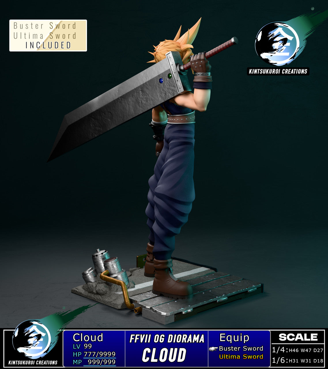 Final Fantasy - FFVII CLOUD OG | 1:6/1:4 Resin Statue | by Kintsukuroi Creations Studio
