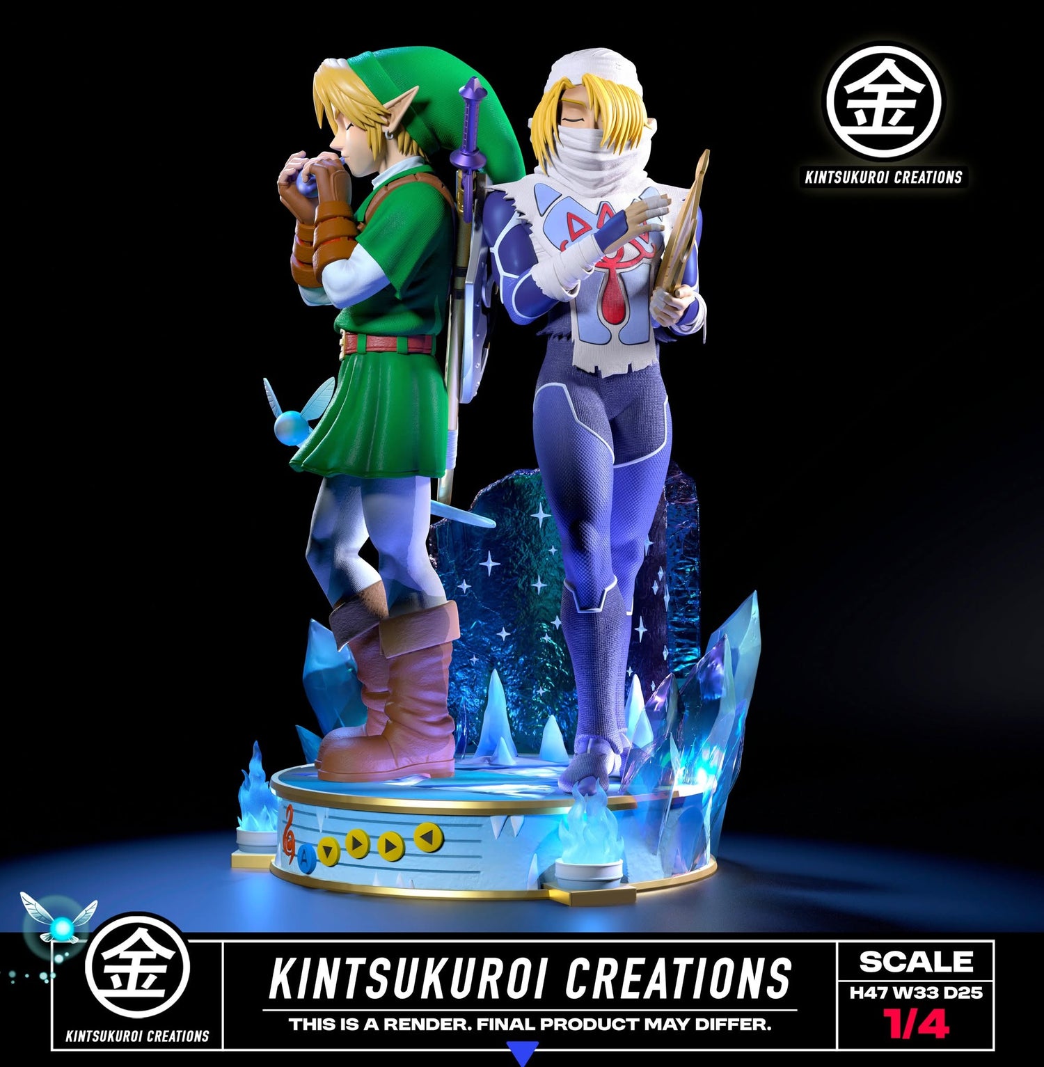 The Legend of Zelda - Link & Sheik Diorama | 1:4 Resin Statue | by Kintsukuroi Creations