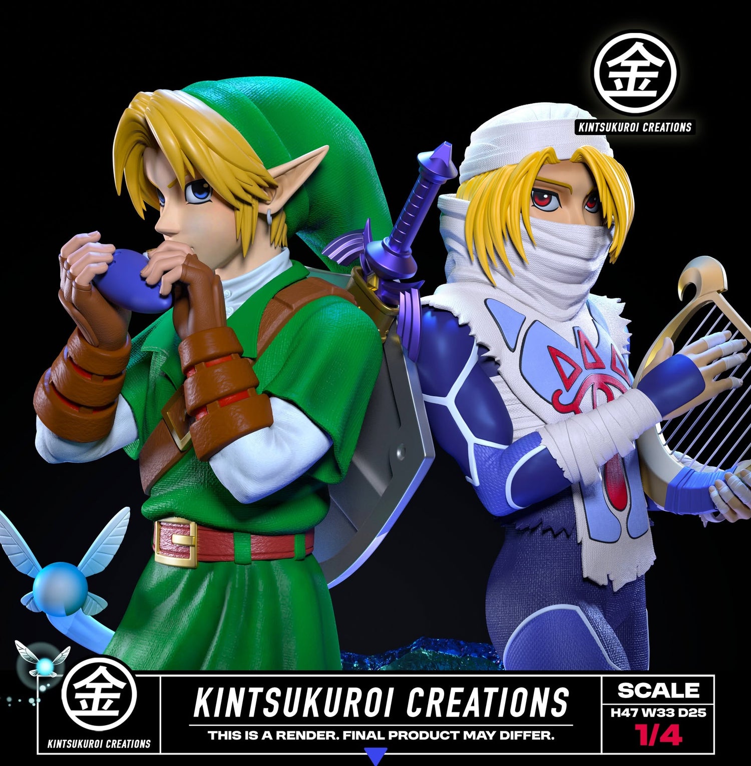 The Legend of Zelda - Link & Sheik Diorama | 1:4 Resin Statue | by Kintsukuroi Creations