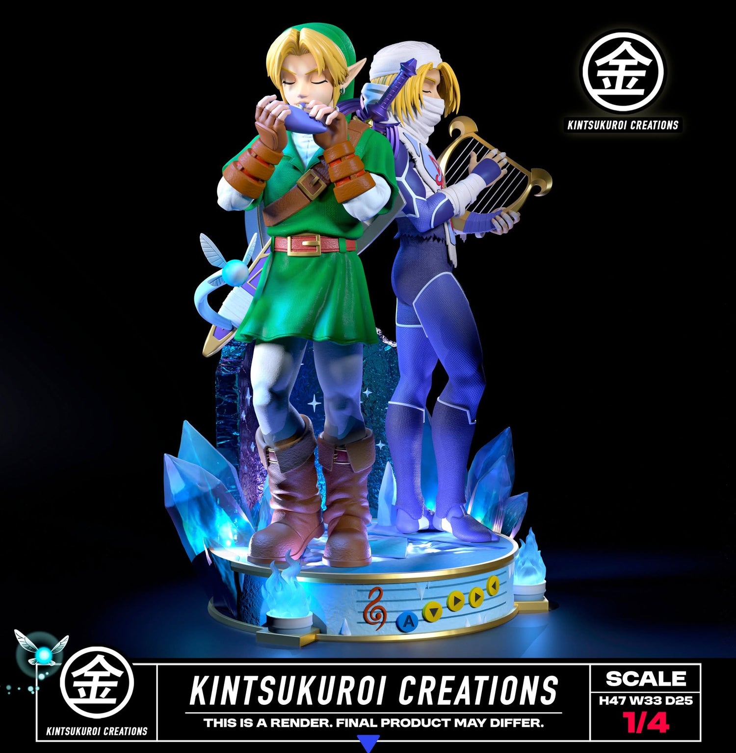The Legend of Zelda - Link & Sheik Diorama | 1:4 Resin Statue | by Kintsukuroi Creations