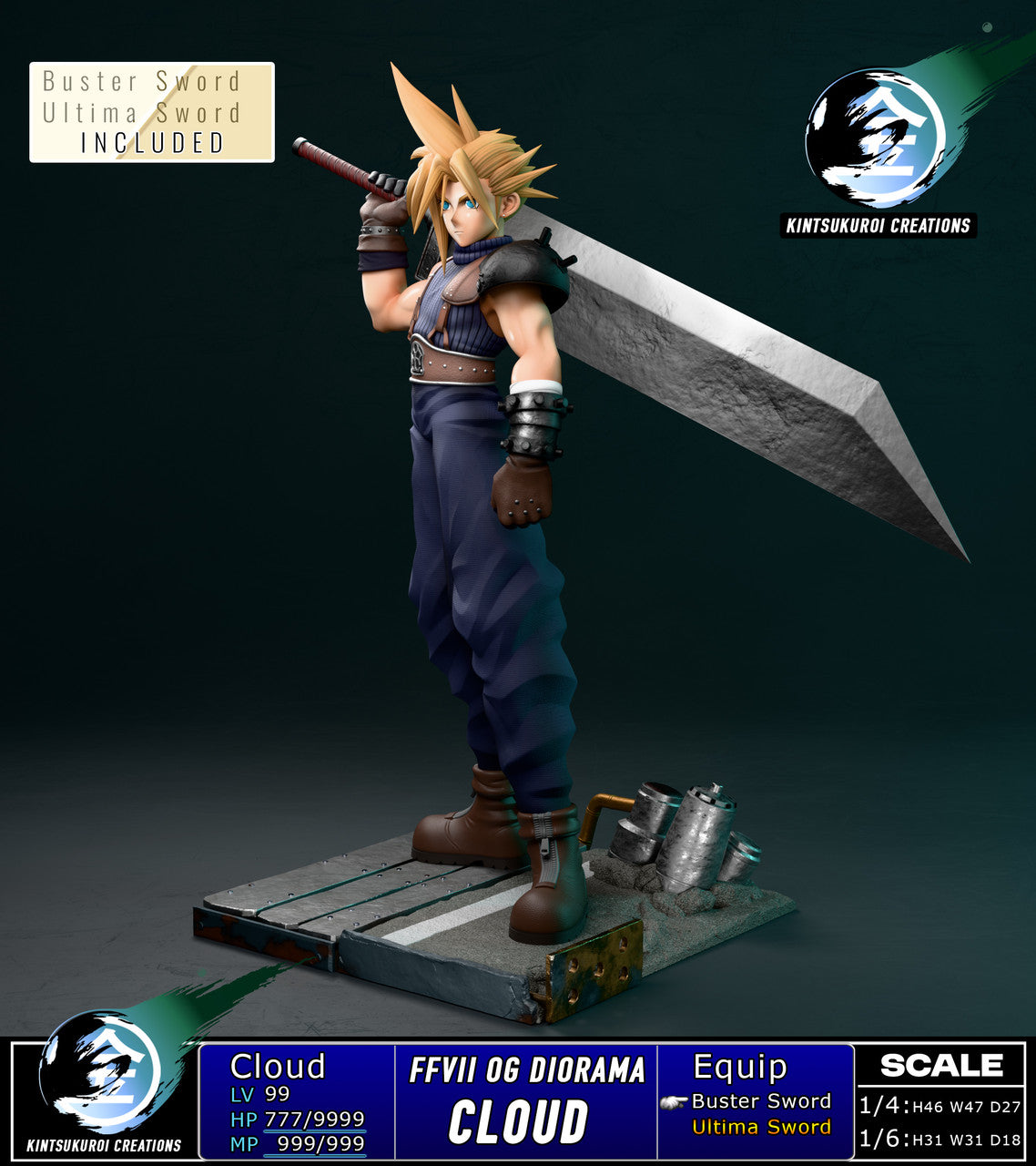 Final Fantasy - FFVII CLOUD OG | 1:6/1:4 Resin Statue | by Kintsukuroi Creations Studio
