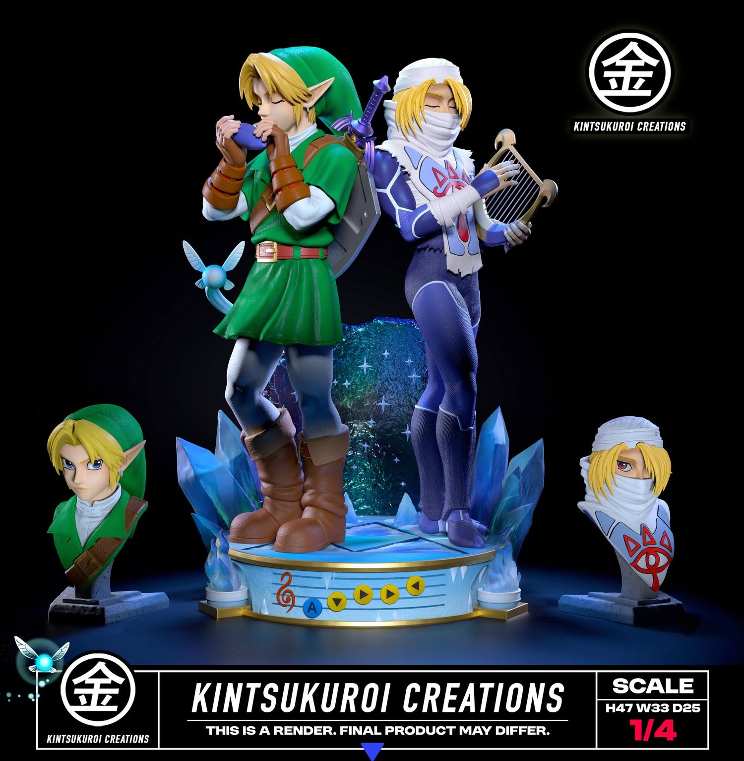 The Legend of Zelda - Link & Sheik Diorama | 1:4 Resin Statue | by Kintsukuroi Creations